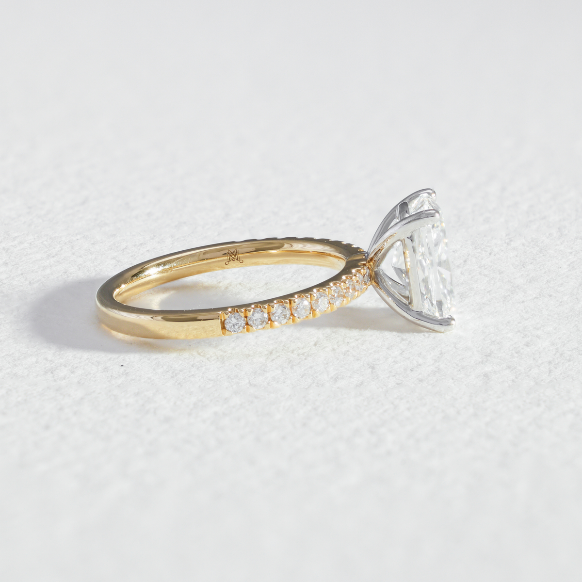 Pavé Elora | Elongated Cushion Diamond Solitaire Engagement Ring