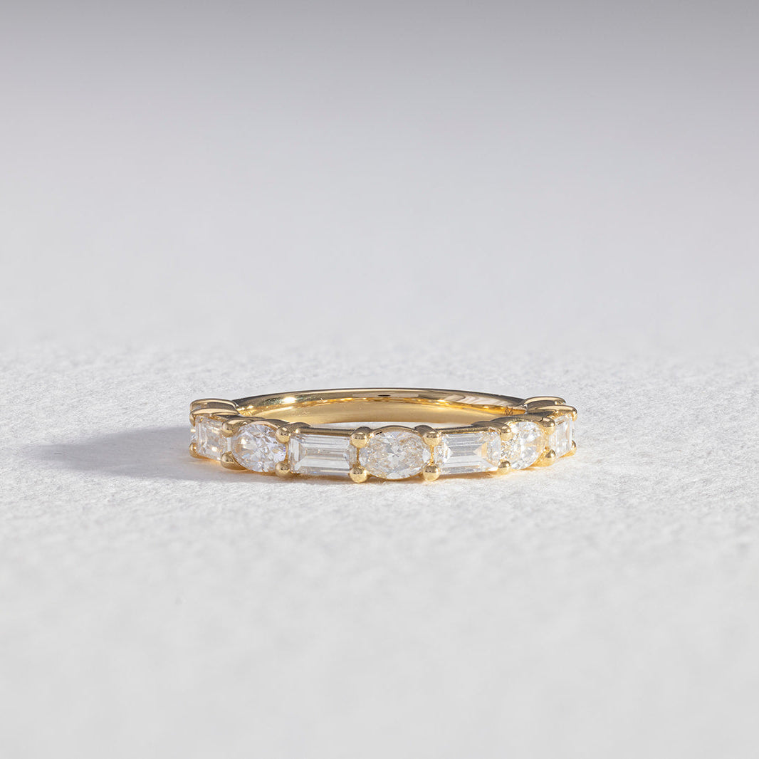 Emme baguette diamond wedding ring in 18k gold, Matthews Jewellers Newcastle