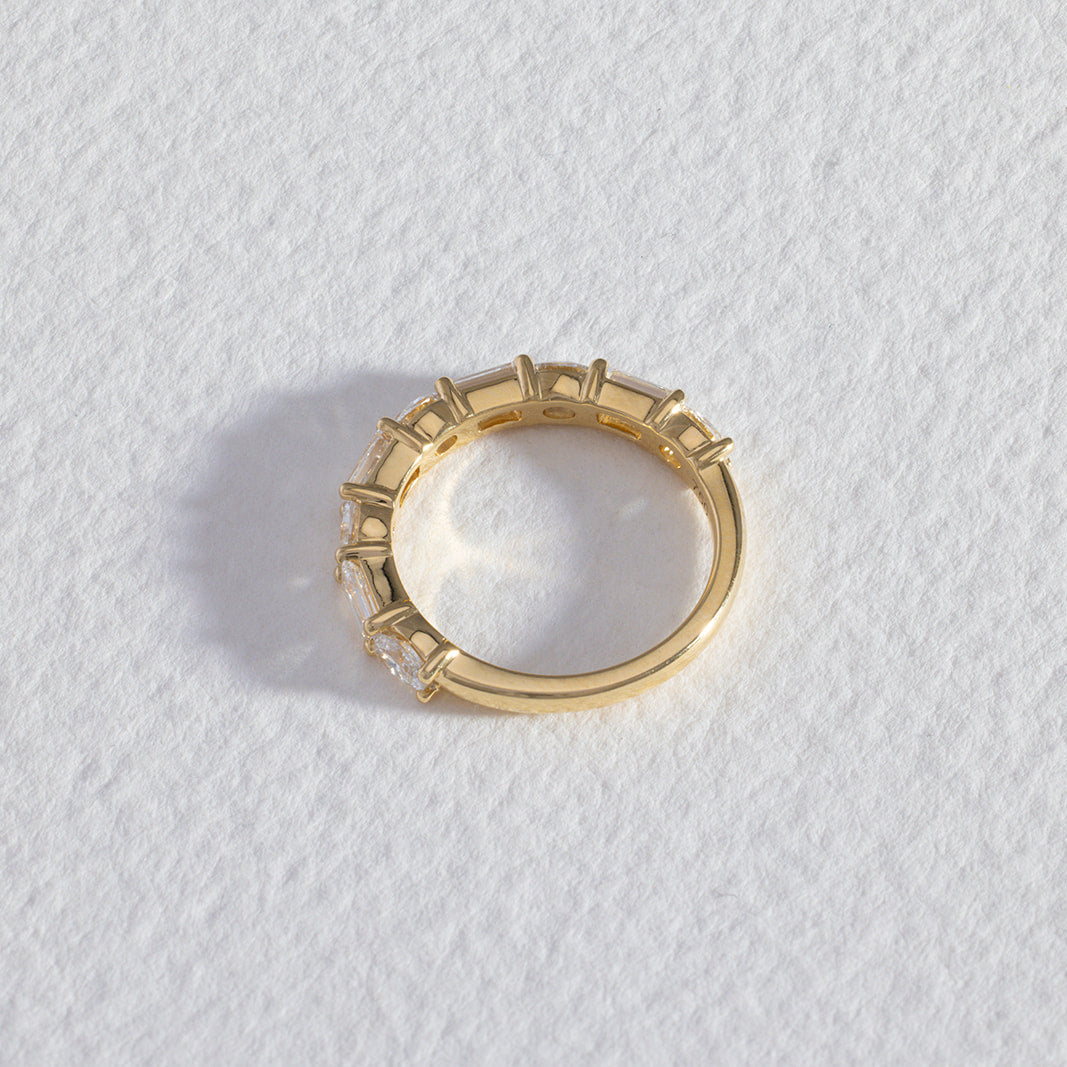 The Emme oval and baguette lab diamond wedding ring, modern and distinctive. Matthews Jewellers Newcastle.