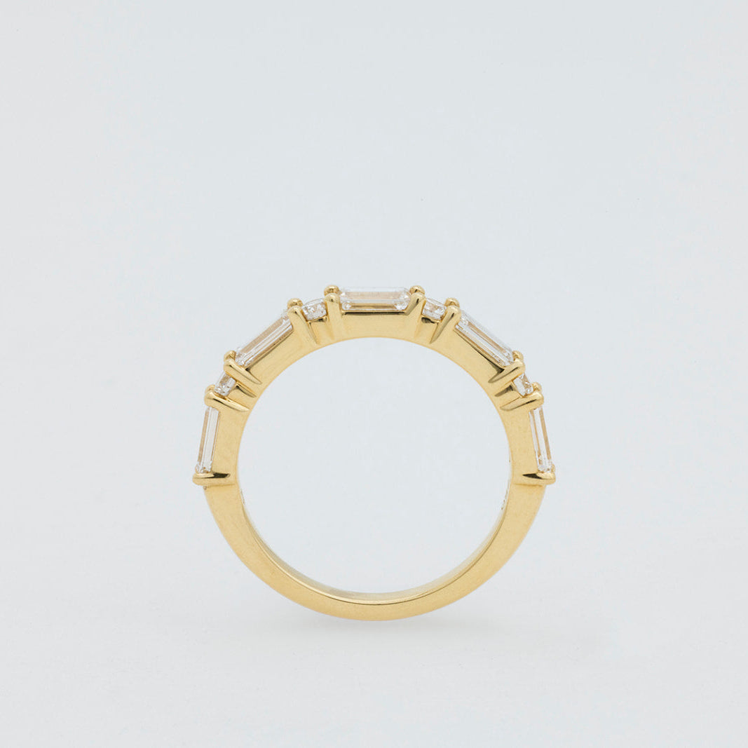 Elegant Esme baguette diamond wedding band in 18K gold from Matthews Jewellers Newcastle