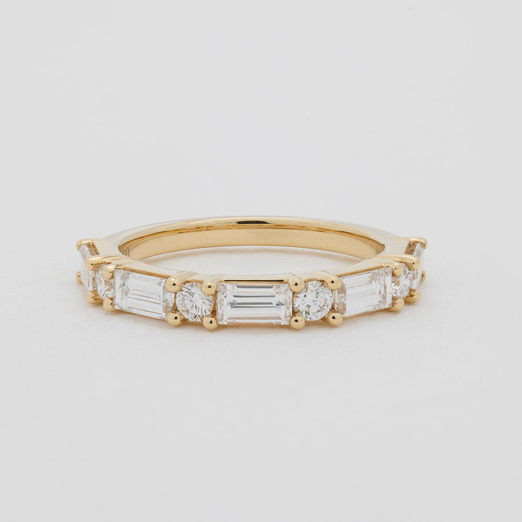 Esme baguette diamond wedding ring in 18K gold by Matthews Jewellers Newcastle