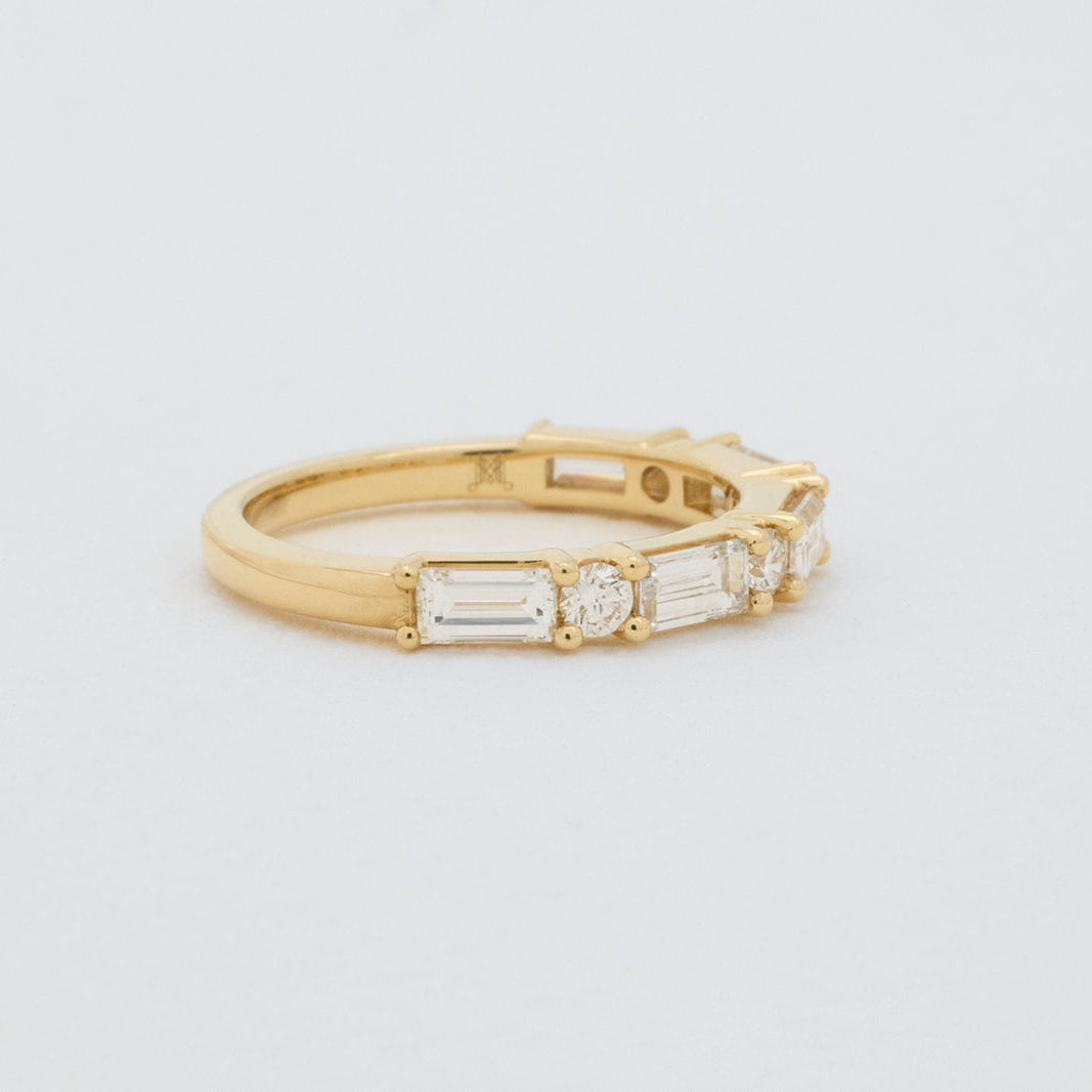 Esme baguette diamond wedding ring handcrafted in 18K gold with baguette diamonds