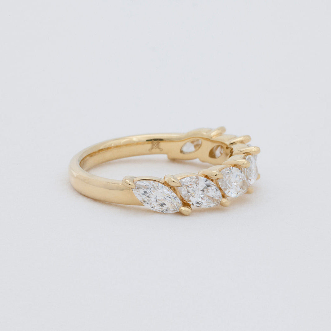 18K gold Eve marquise diamond wedding band with 7 lab-grown diamonds by Matthews Jewellers Newcastle