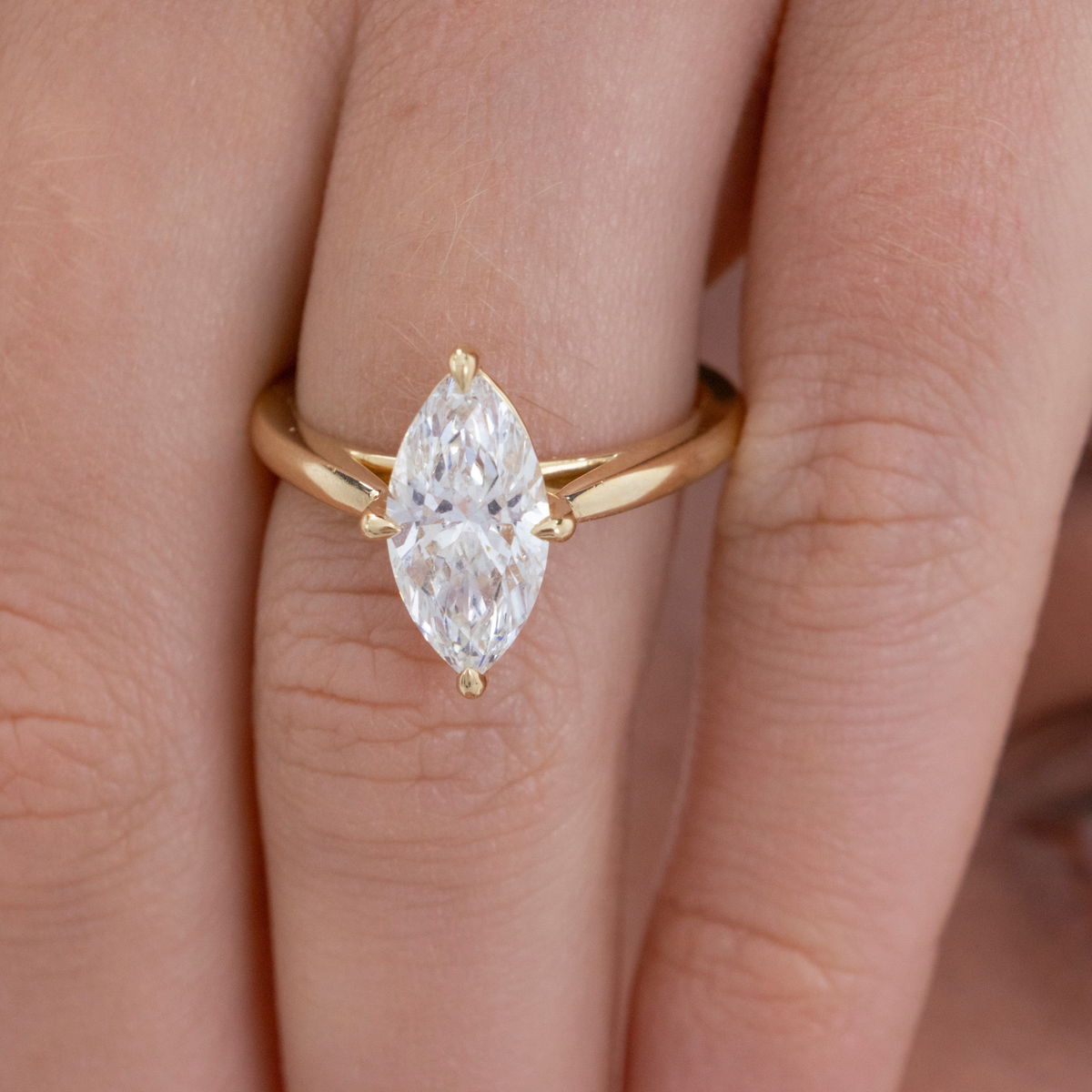 Freya Four Claw Marquise Diamond Engagement Ring – view 7