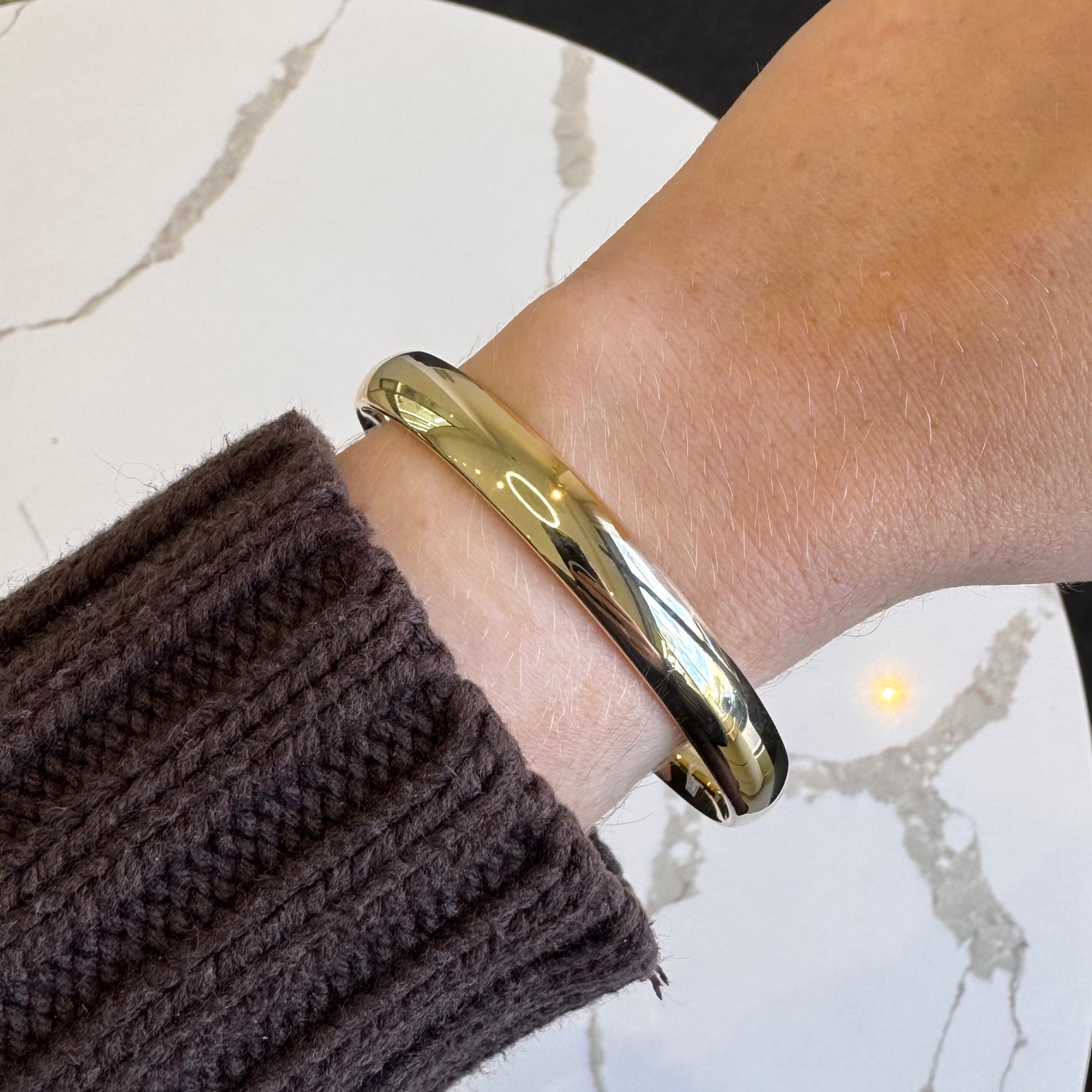 9ct Yellow Gold Silver Filled Bangle | 9mm