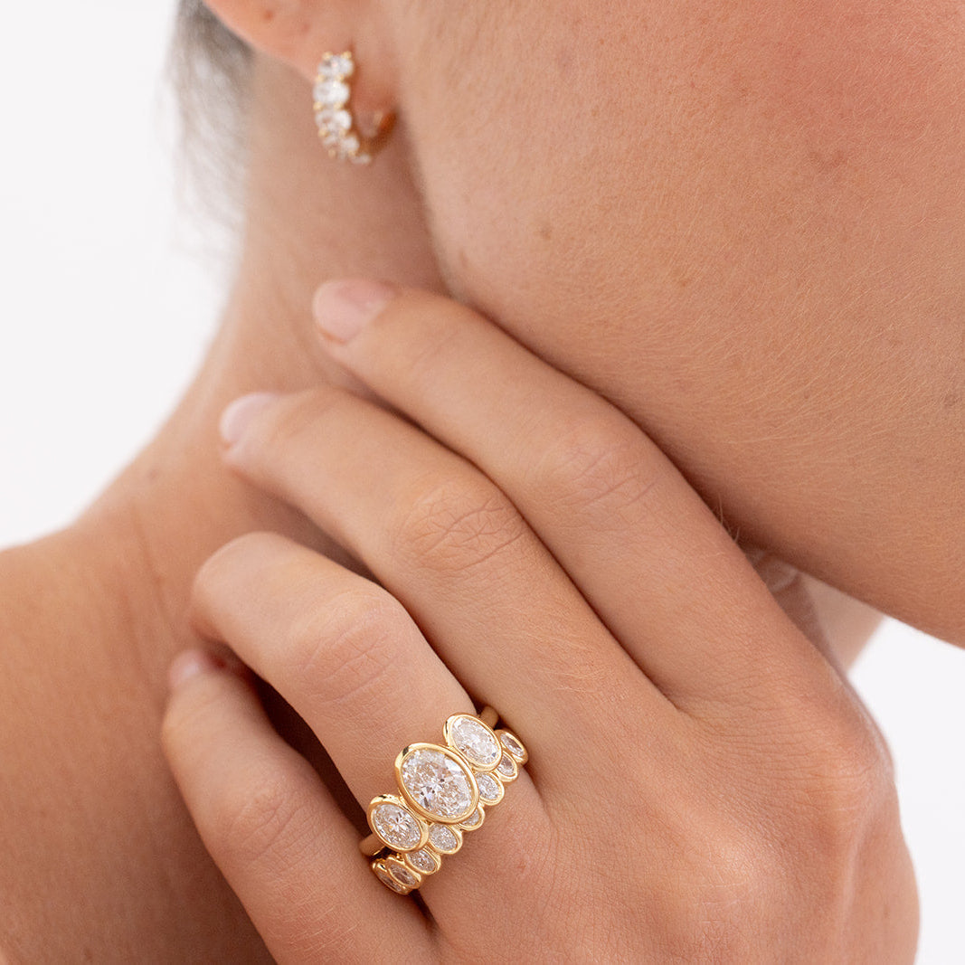 18K gold Small Amari oval diamond wedding ring with 9 lab-grown diamonds by Matthews Jewellers Newcastle