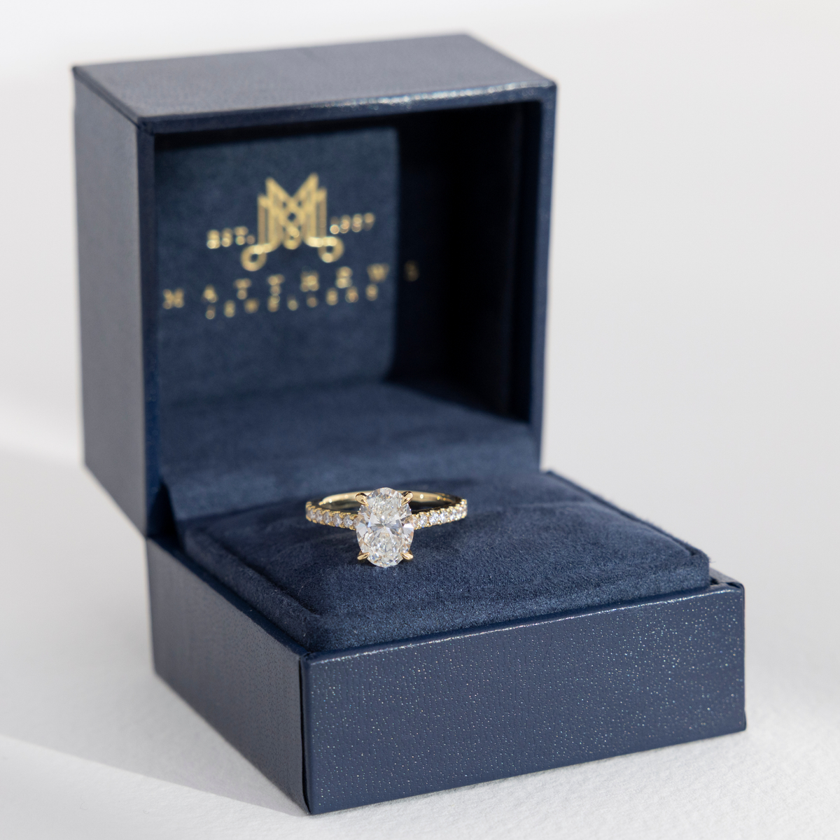 Pavé Helena | Oval Diamond Engagement Ring with Diamond Band