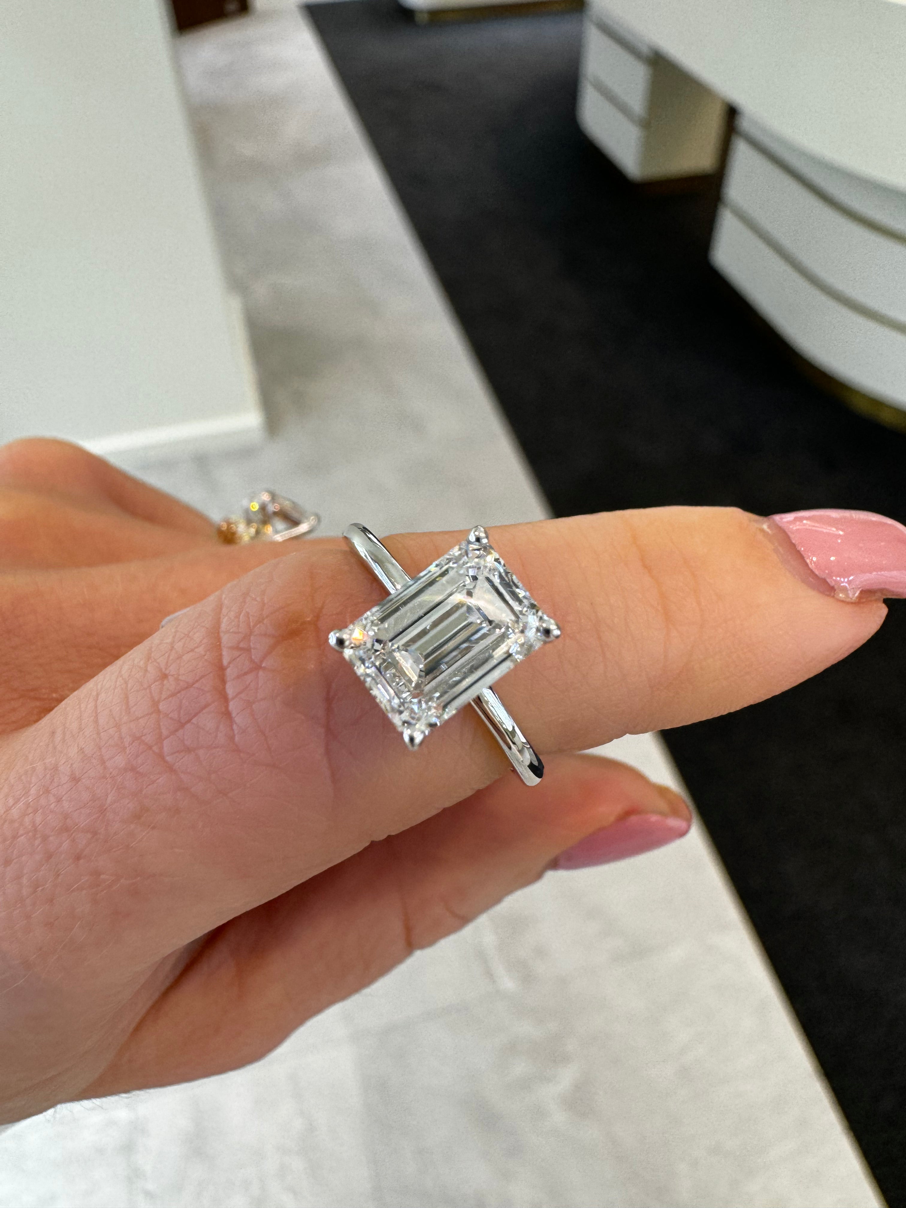 2.54ct Created Edith R2W | Emerald Cut Solitaire Diamond Engagement Ring