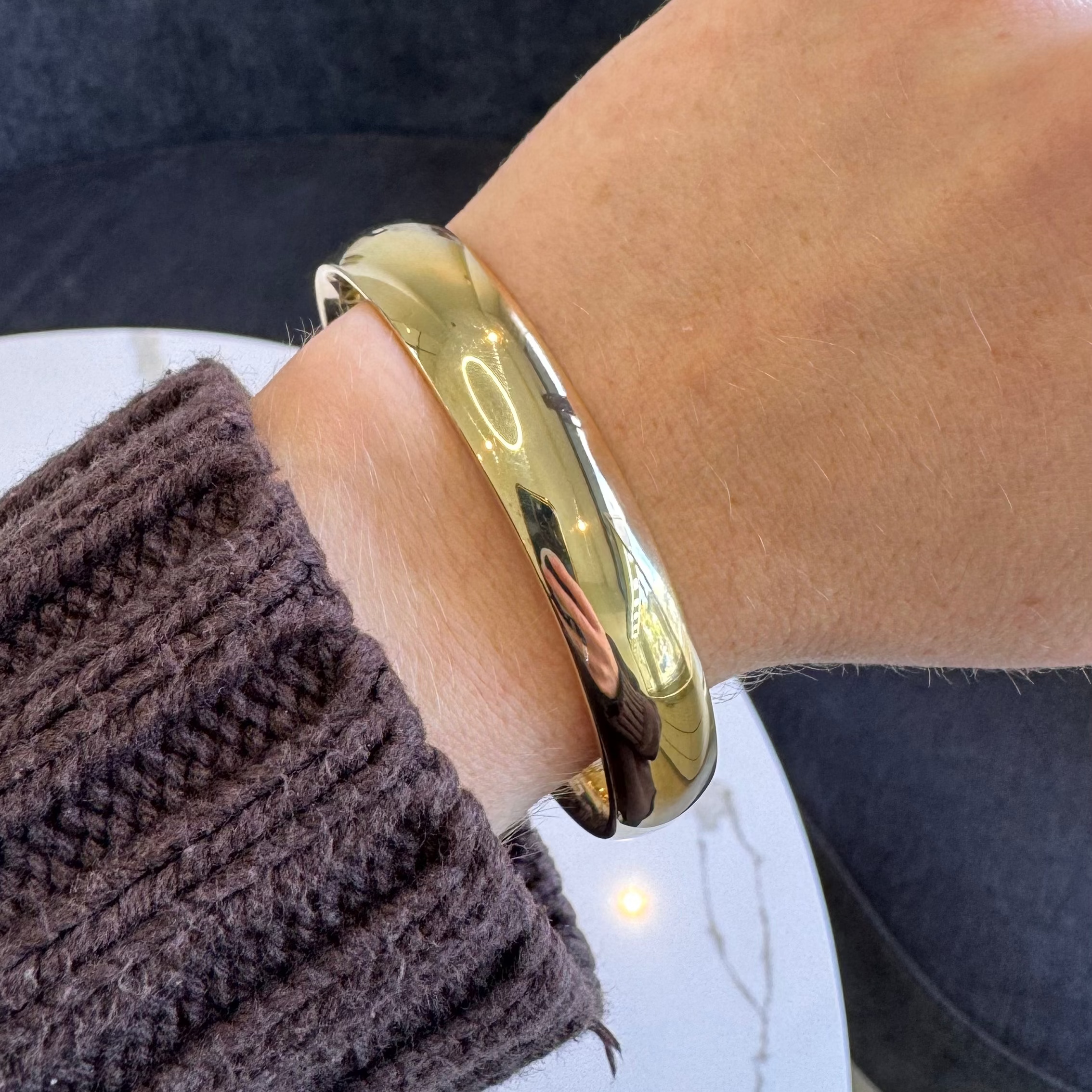 9ct Yellow Gold Silver Filled Bangle | 12mm