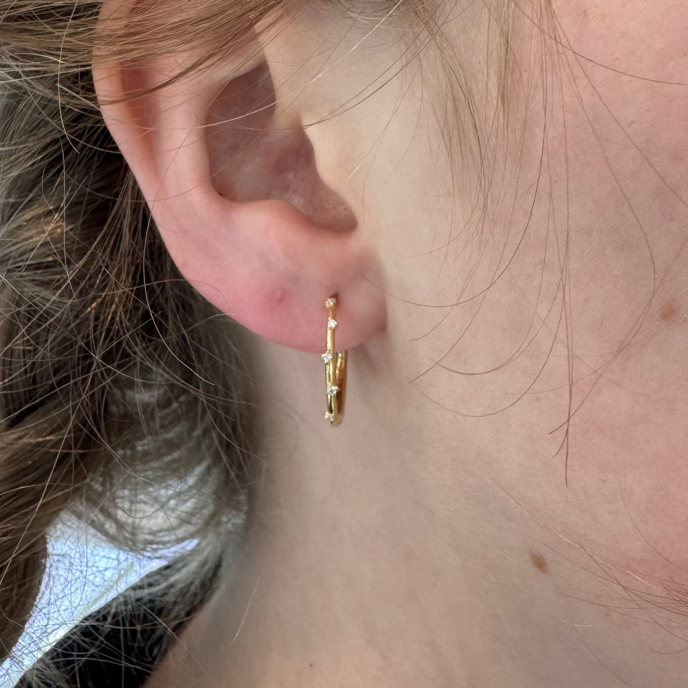 14k Gold Diamond Hoops
