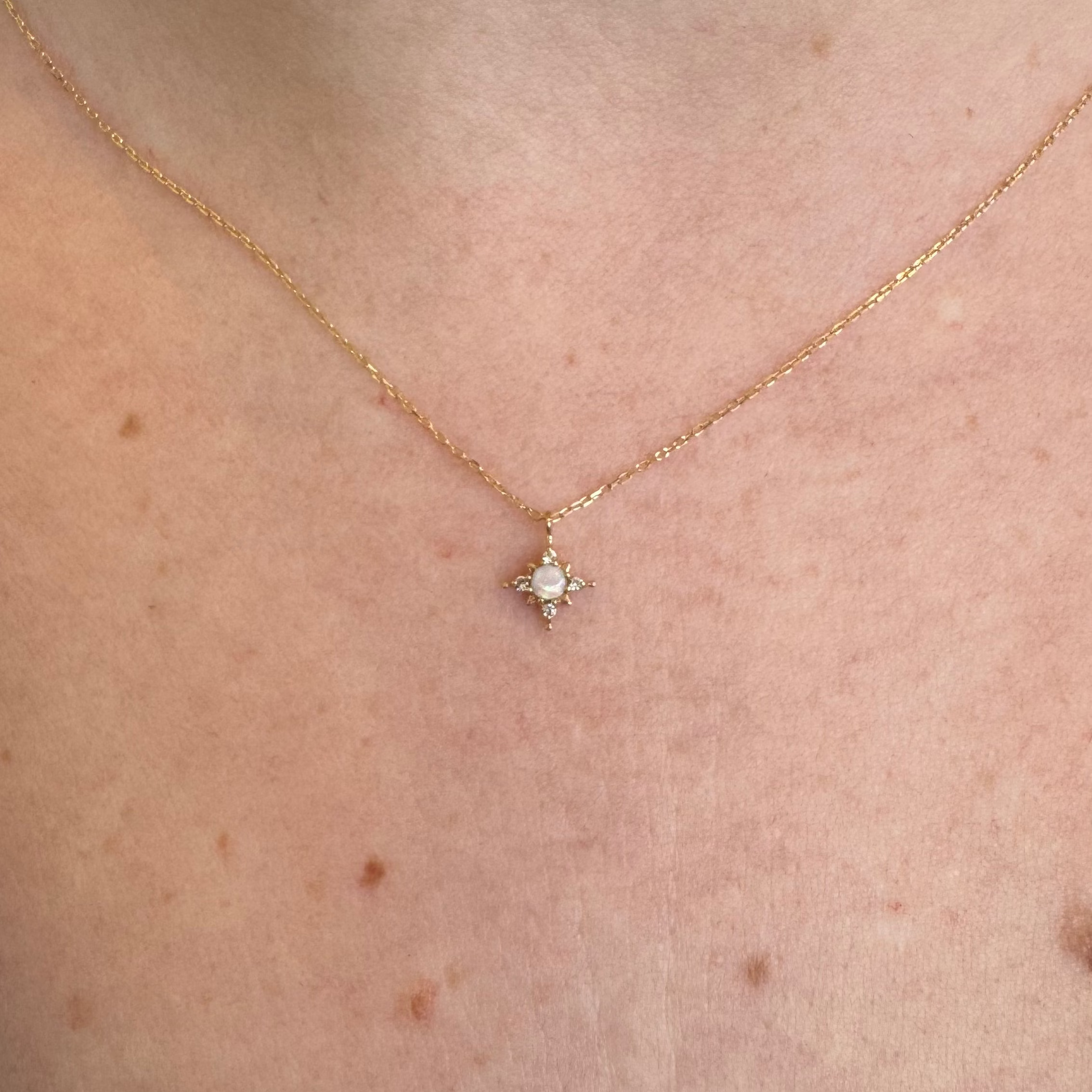 14k Gold Opal Star Necklace