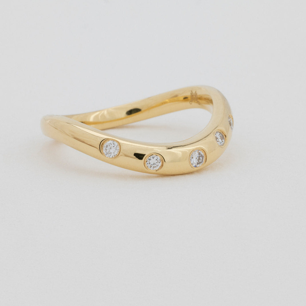 Issy curved lab-grown diamond wedding ring in 18K gold by Matthews Jewellers Newcastle