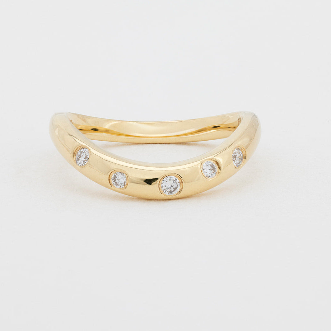 Issy curved lab-grown diamond wedding ring crafted in 18K gold