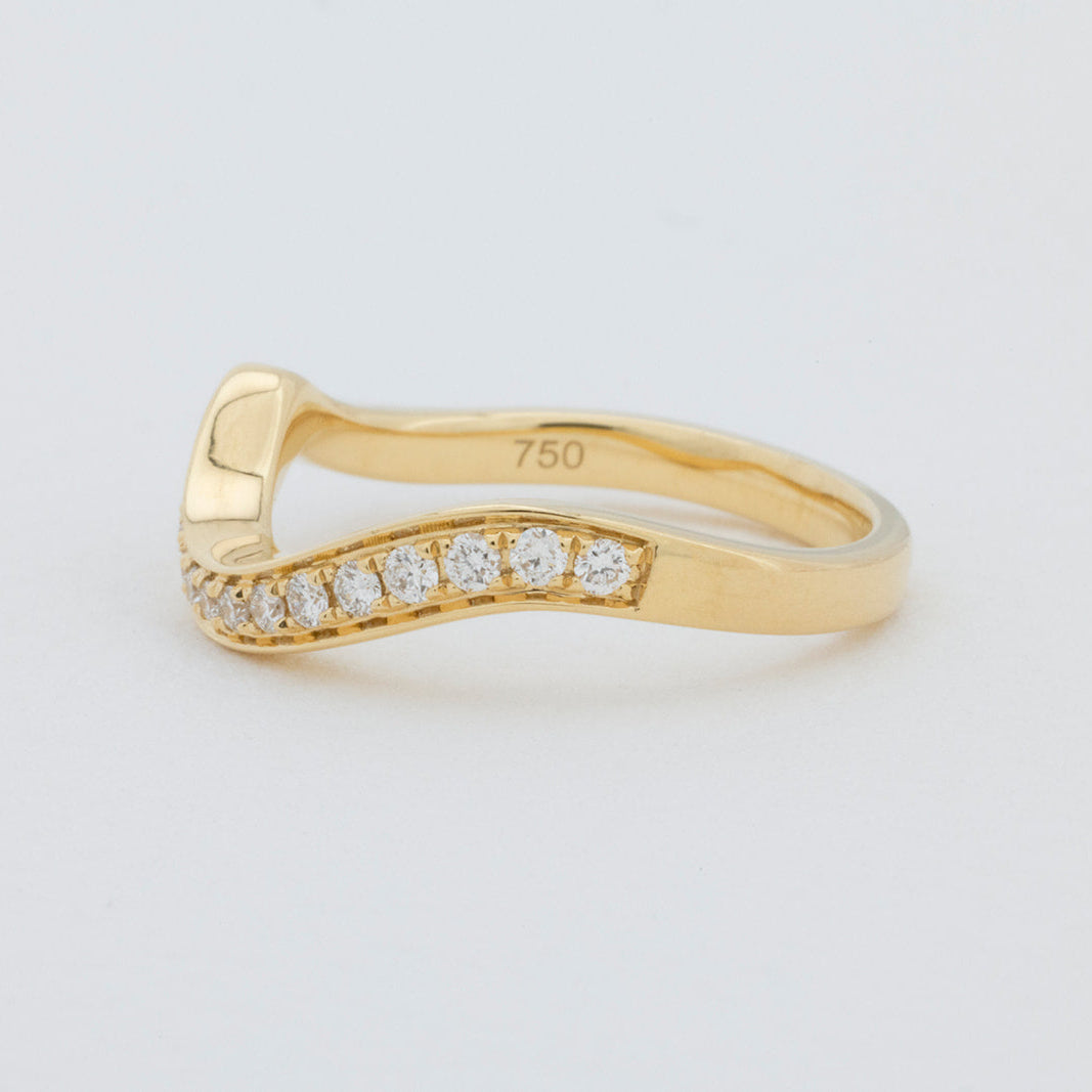 Handcrafted lab grown diamond curved wedding ring by Matthews Jewellers, Kyla, est. 1957