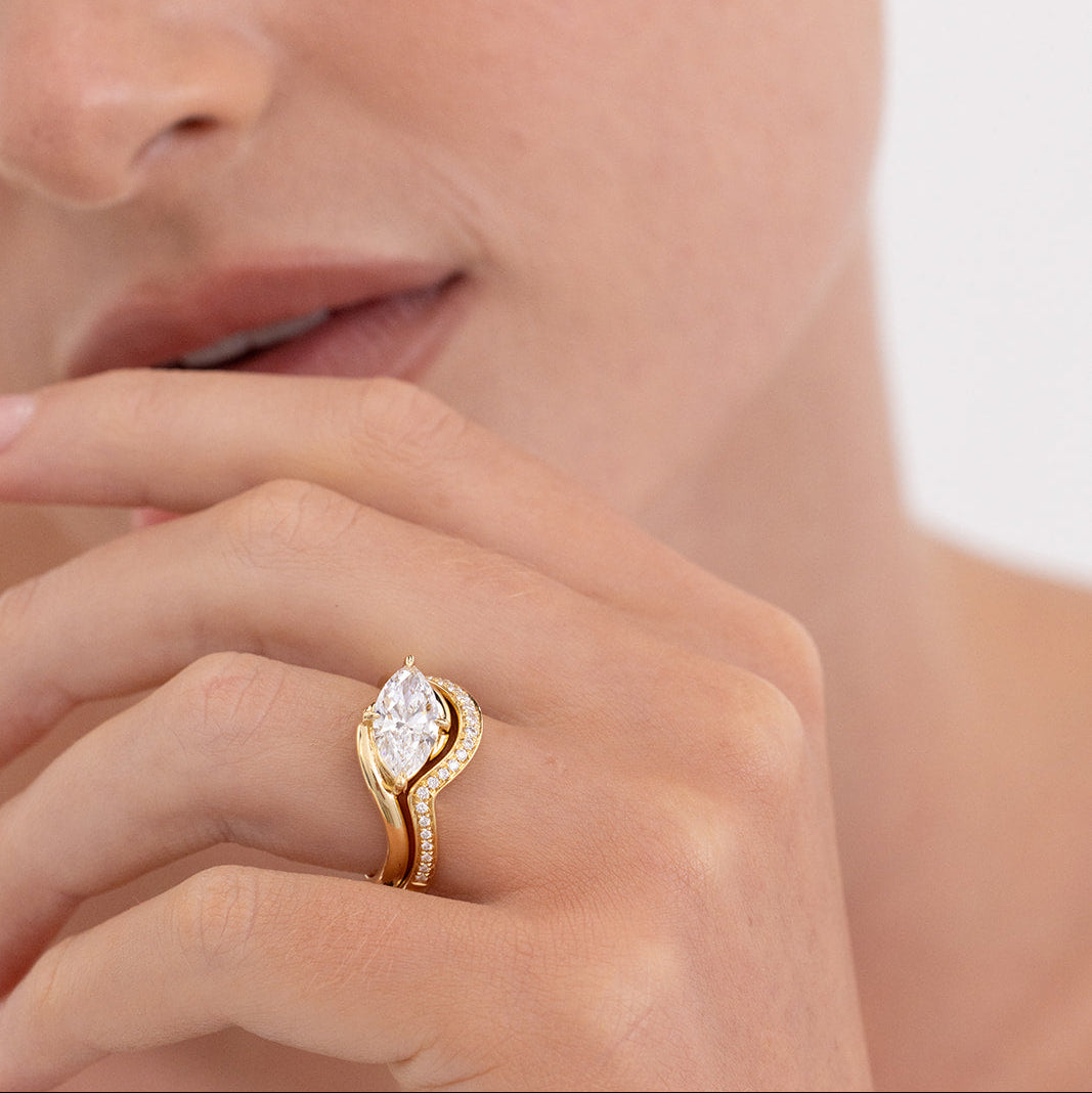 Kyla curved lab grown diamond wedding band, same day resizing, Matthews Jewellers