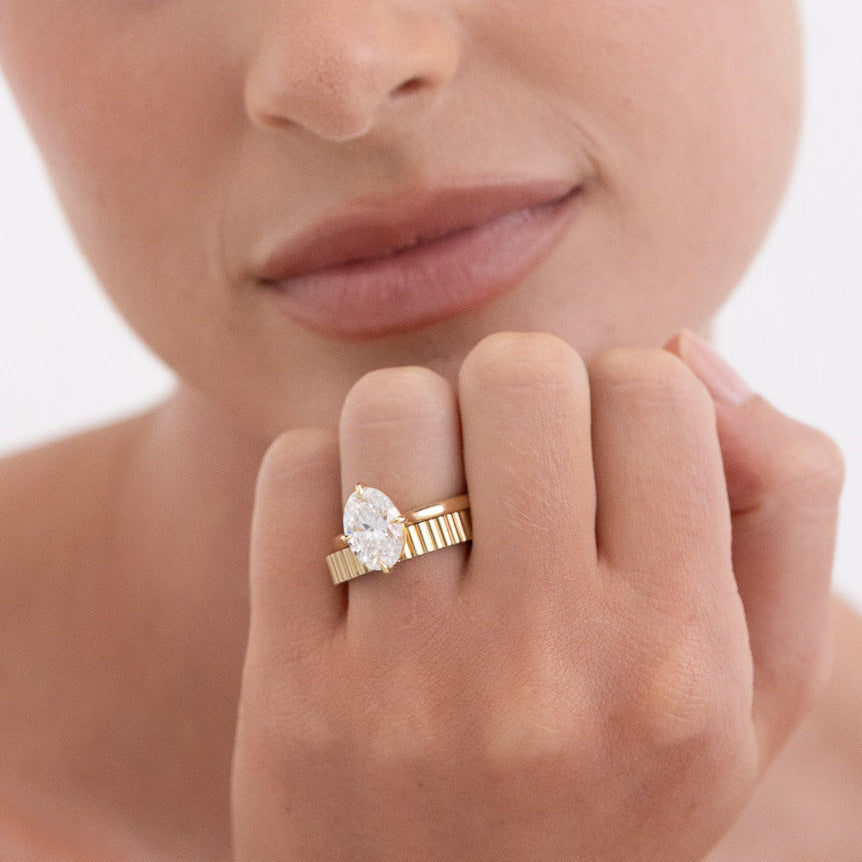 Lumi fluted diamond cigar band ring in 18K gold by Matthews Jewellers Newcastle