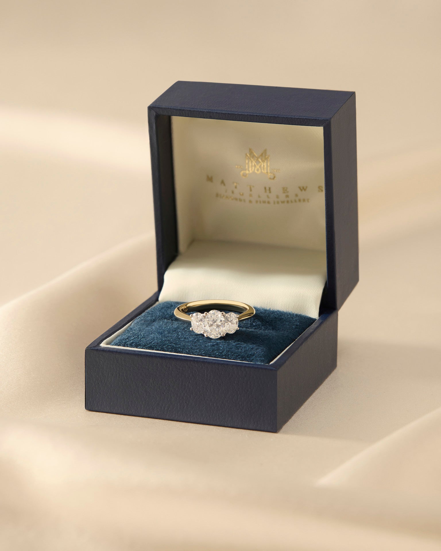 Mia | Three Stone Oval Lab Created Diamond Engagement Ring