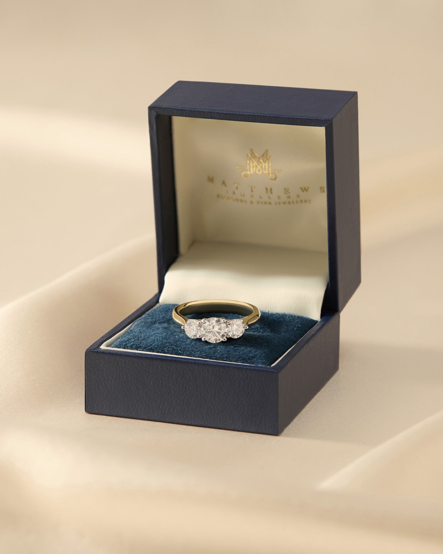 Laila | Three Stone Round Diamond Engagement Ring