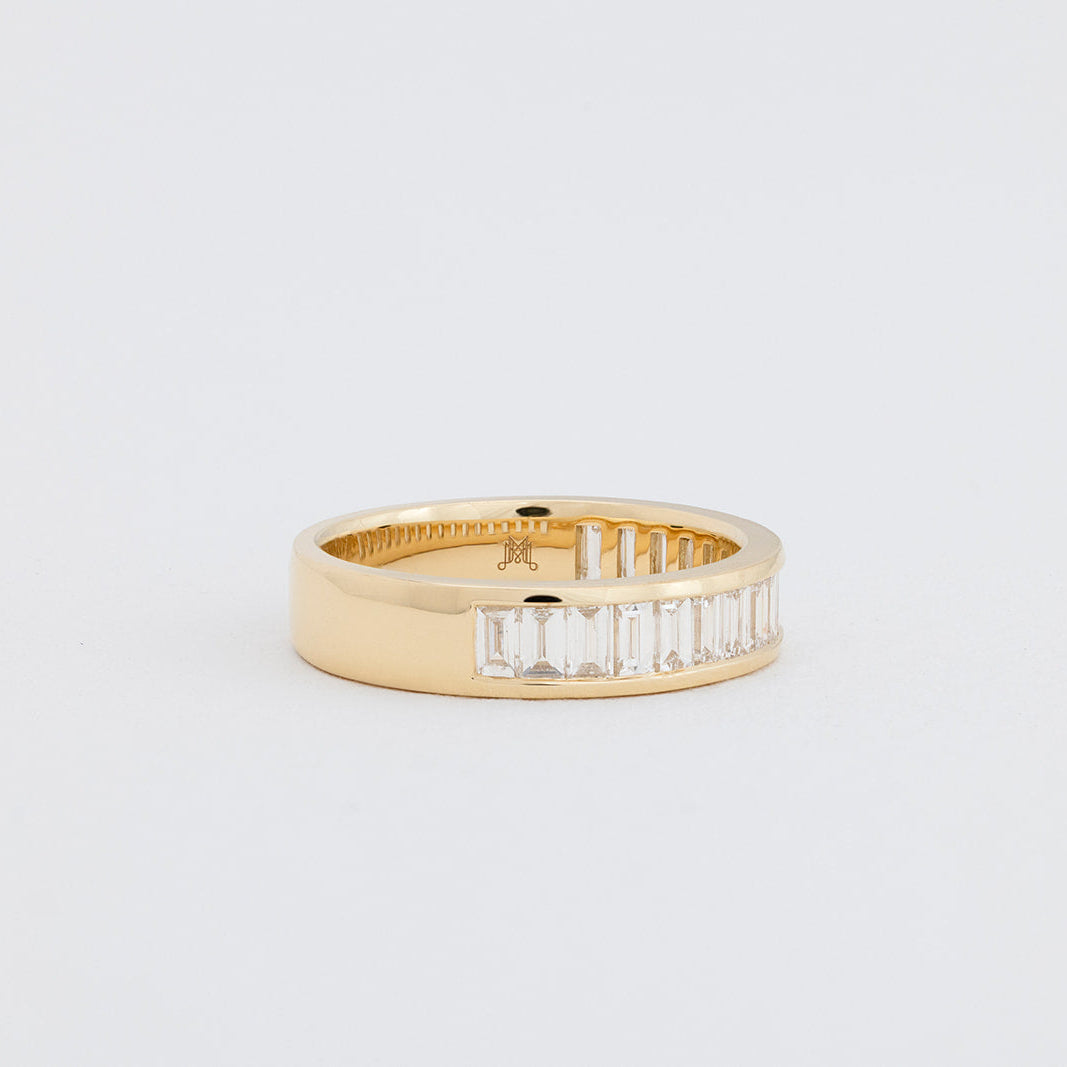 Mabel baguette diamond wedding ring crafted in 18K gold and set with 17 lab-grown diamonds by Matthews Jewellers Newcastle