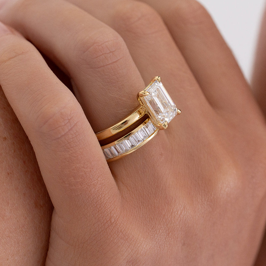Mabel baguette diamond wedding ring in 18K gold featuring 17 lab-grown diamonds from Matthews Jewellers Newcastle