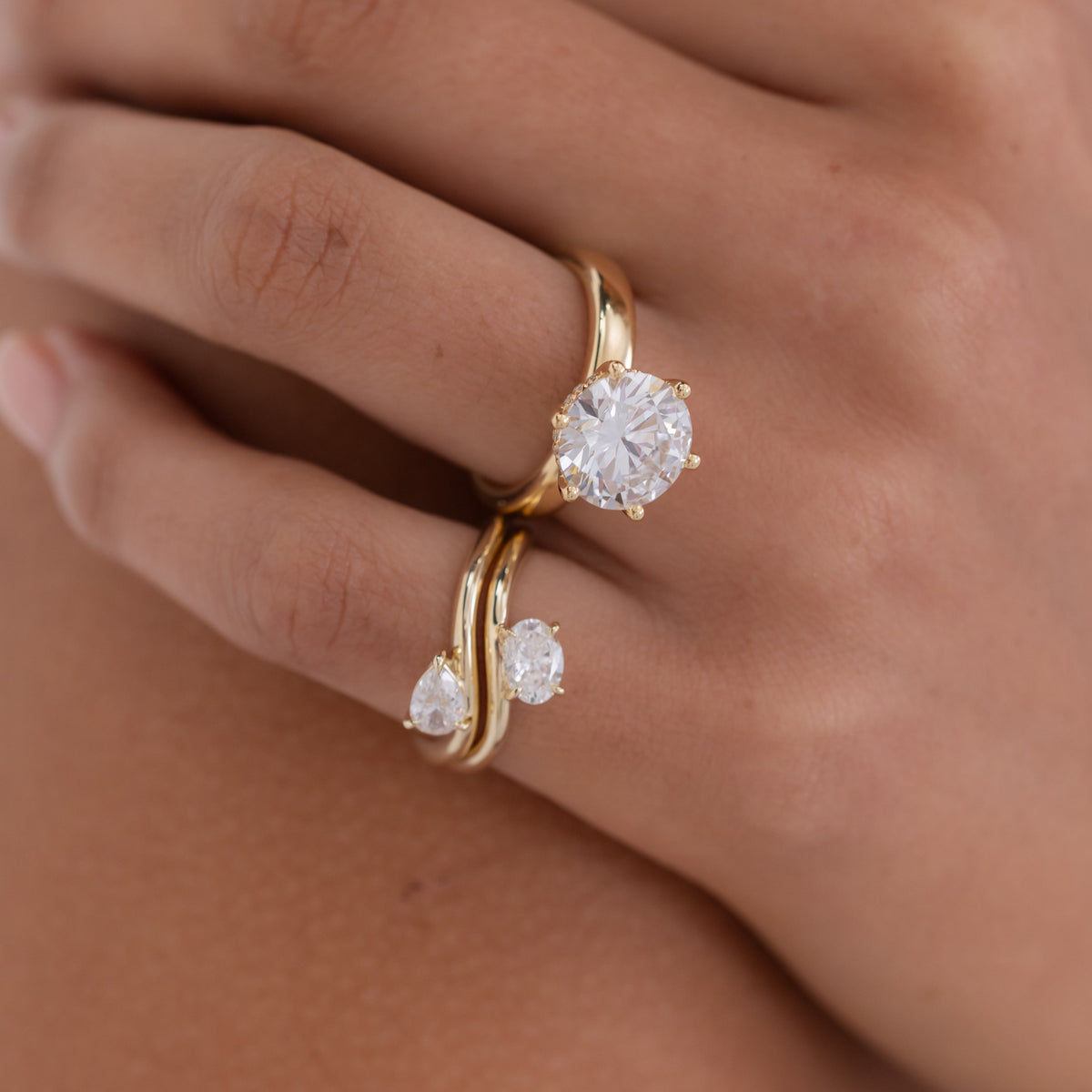 Oval Diamond Pinky Ring