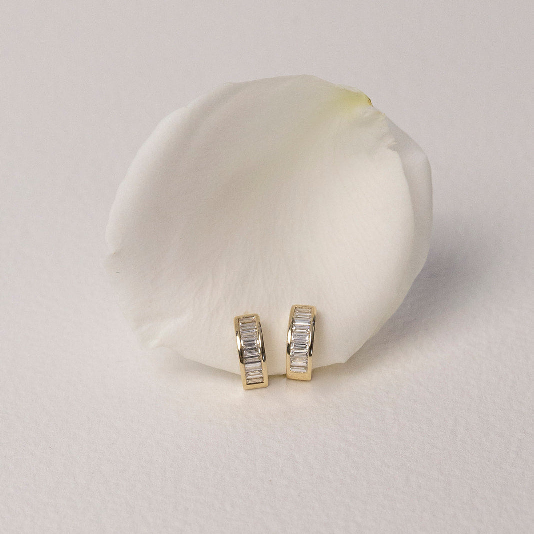 Channel Set Baguette Hoop Earrings | Available Now