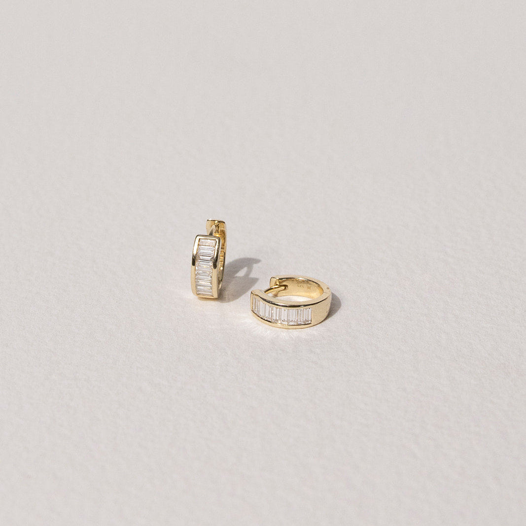 Channel Set Baguette Hoop Earrings