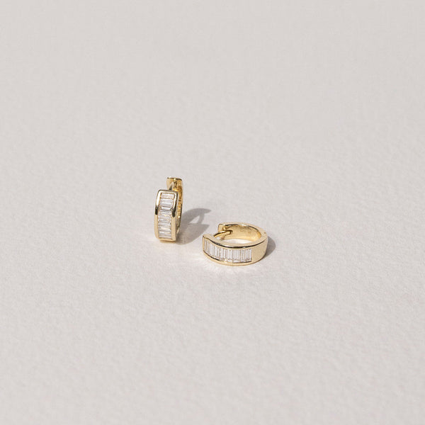 Channel Set Baguette Hoop Earrings