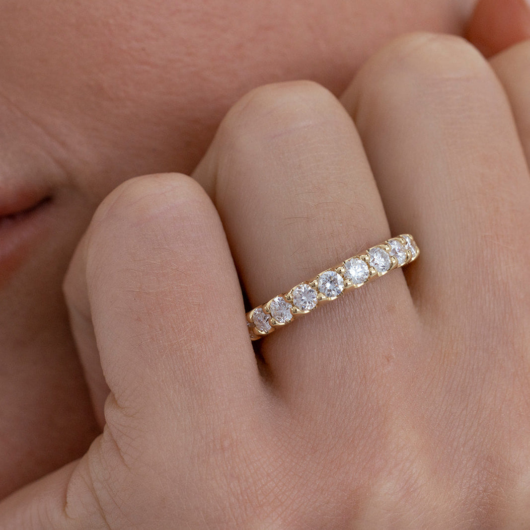 Keely round brilliant diamond wedding ring in 18K gold with 10 lab-created diamonds by Matthews Jewellers Newcastle