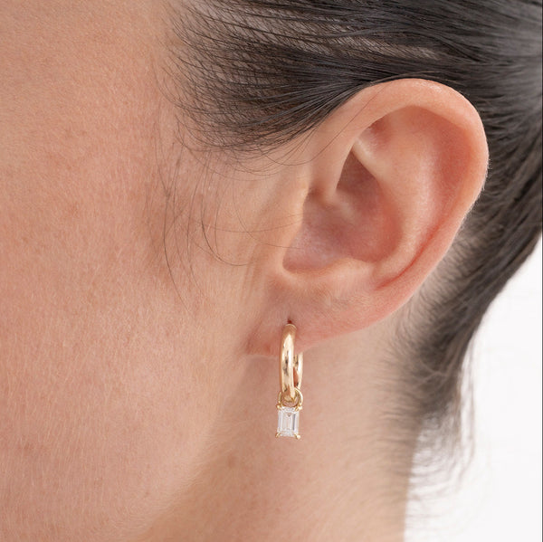 Lustre Emerald Cut Diamond Earring Charm