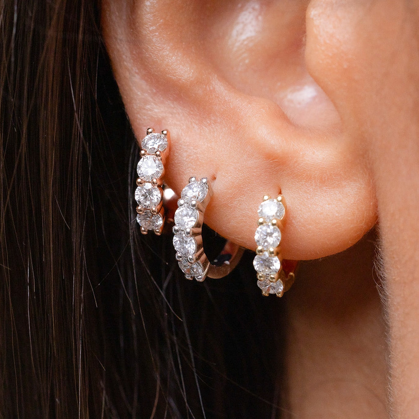 Diamond Huggie Hoops