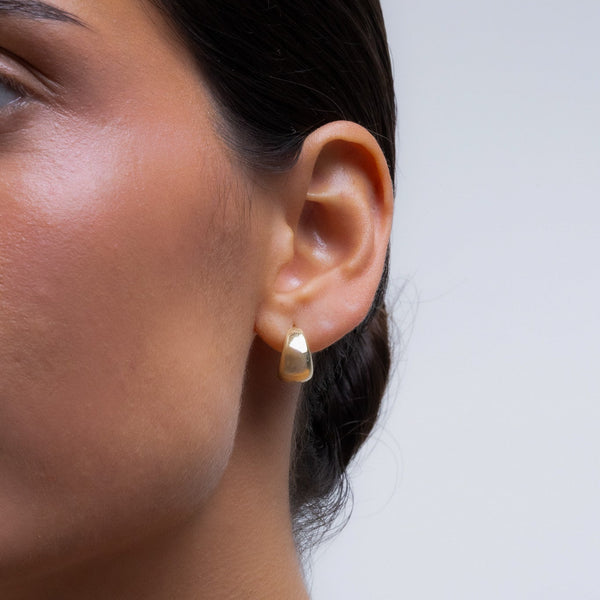 Gold Plain Wide Tight Huggie Earring