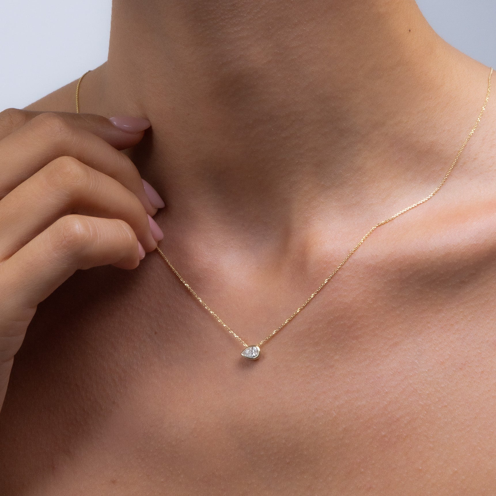 East West Bezel Pear Diamond Necklace