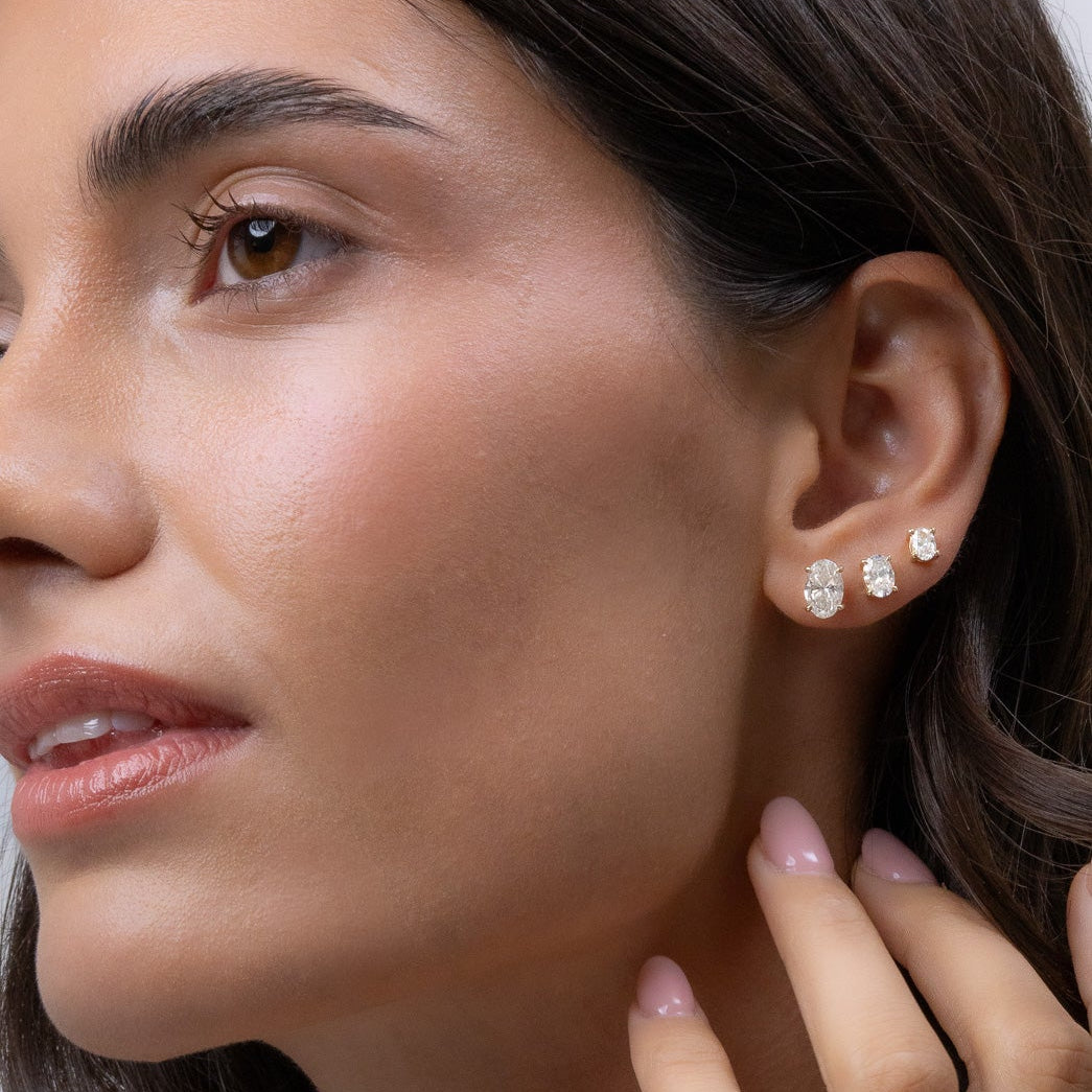 Oval Diamond Studs