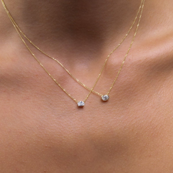 East West Bezel Oval Diamond Necklace