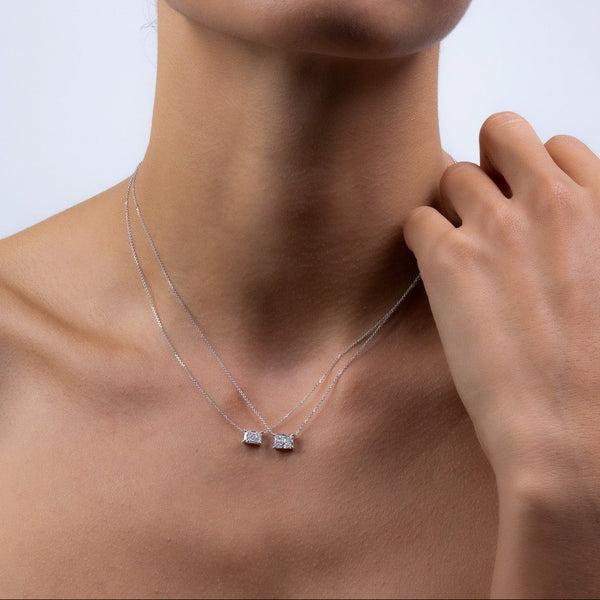 East West Radiant Diamond Necklace
