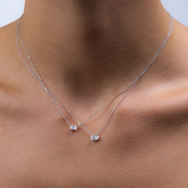 East West Bezel Oval Diamond Necklace