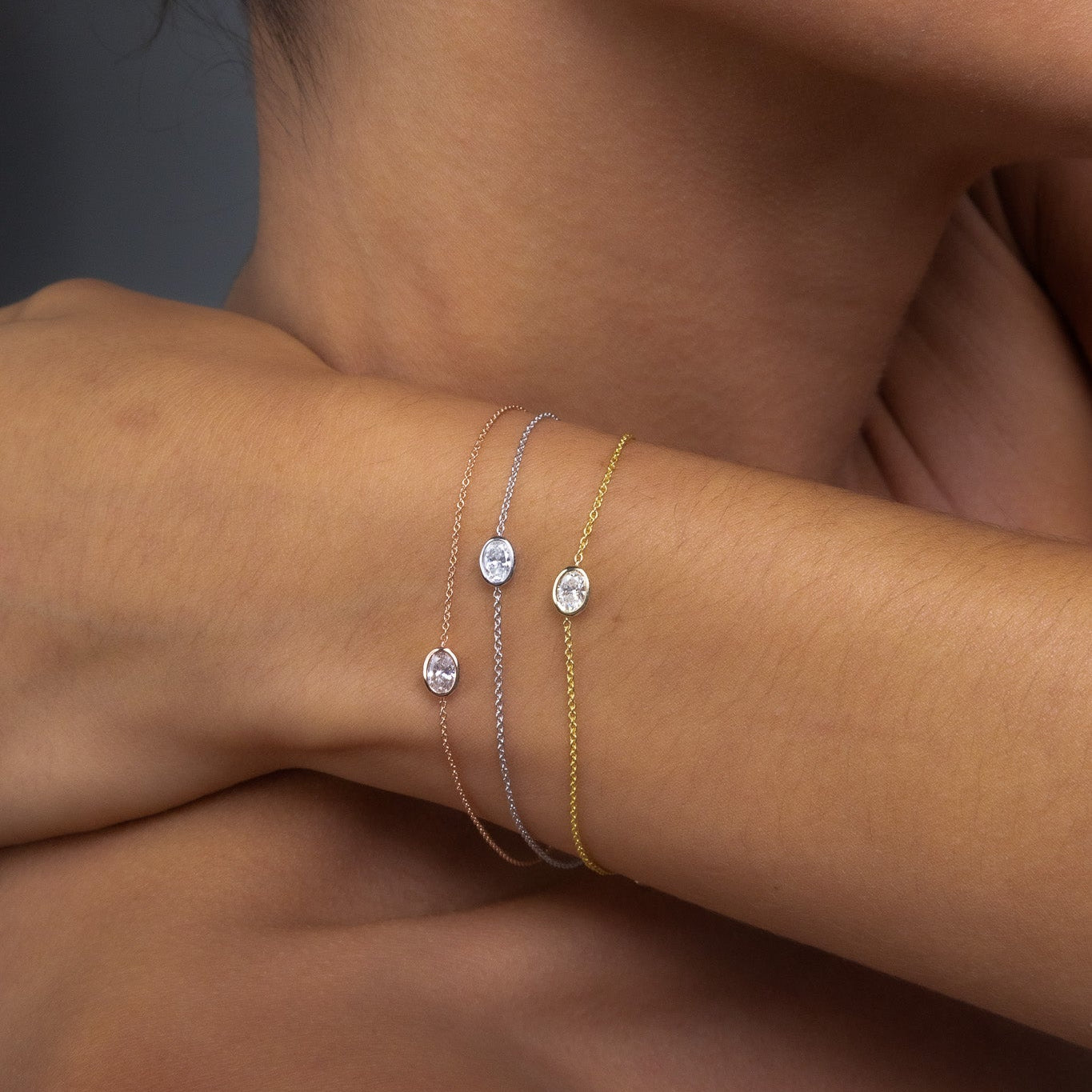 Oval Bezel Diamond Bracelet