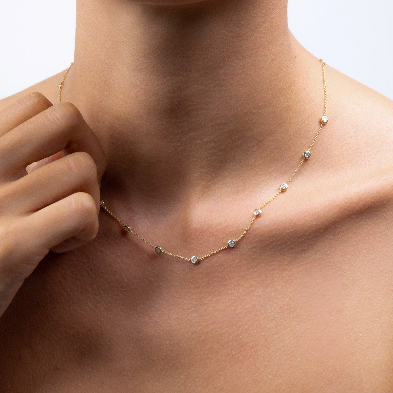 14 Diamond Station Necklace