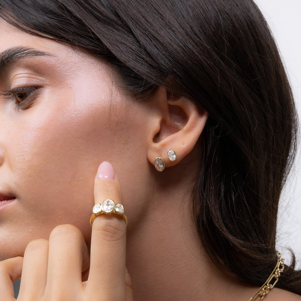 Oval Bezel Diamond Studs