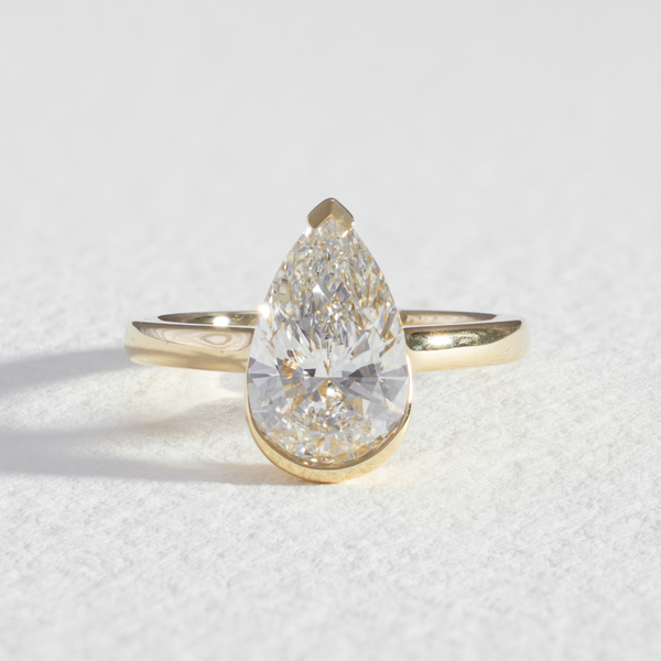Half Bezel Nora | Pear Solitaire Diamond Engagement Ring