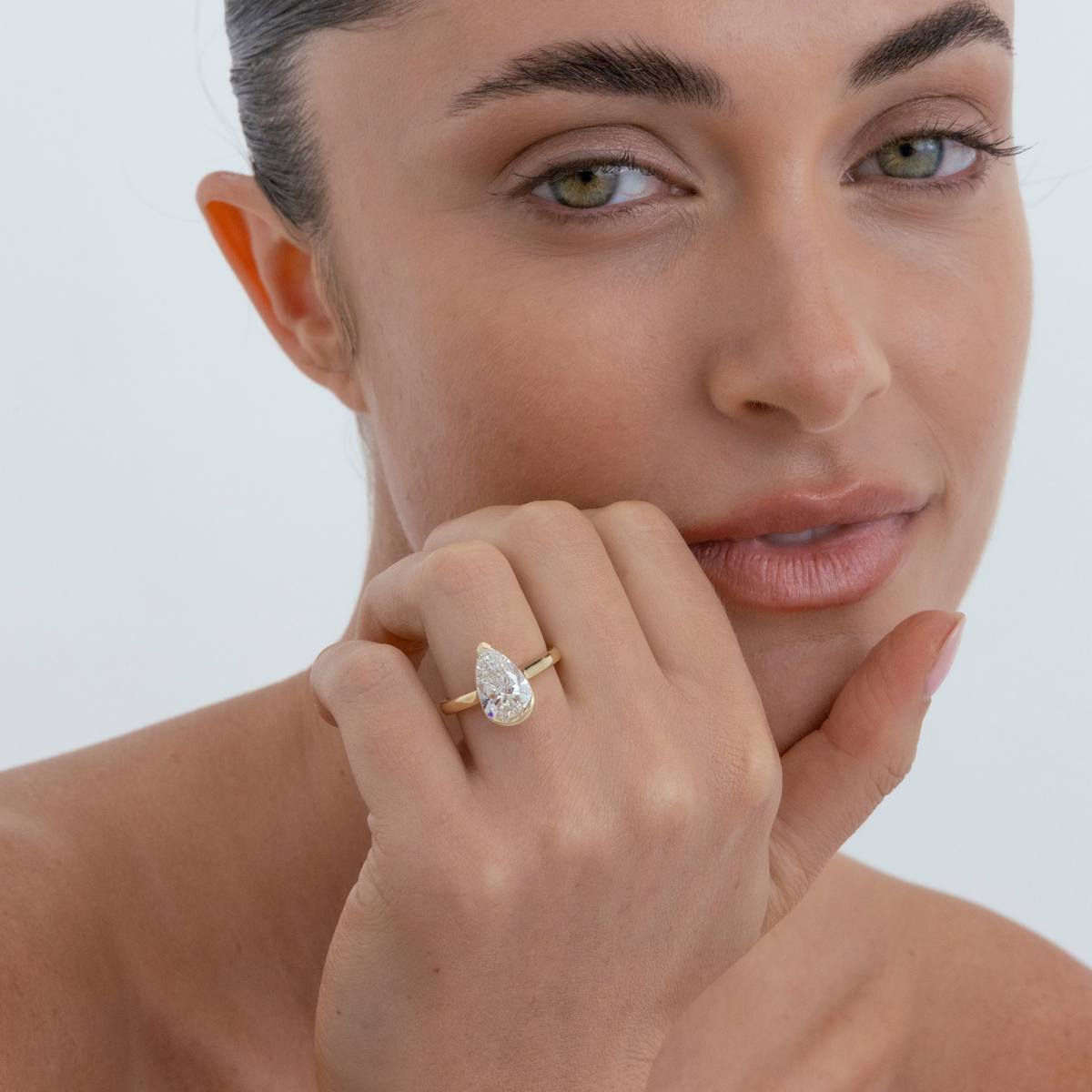 Half Bezel Nora | Pear Solitaire Diamond Engagement Ring