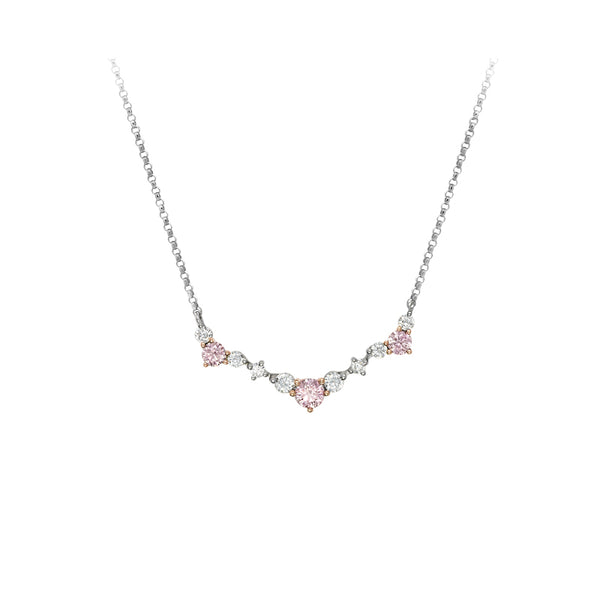Pink Diamond Curved Necklace