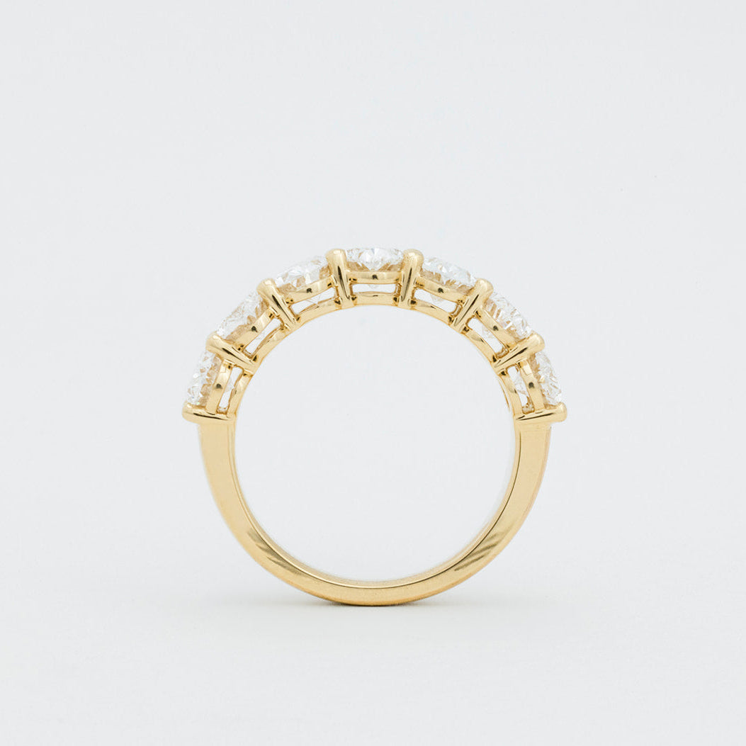Large Rhea 18K gold oval diamond wedding band with 7 lab-grown diamonds by Matthews Jewellers Newcastle