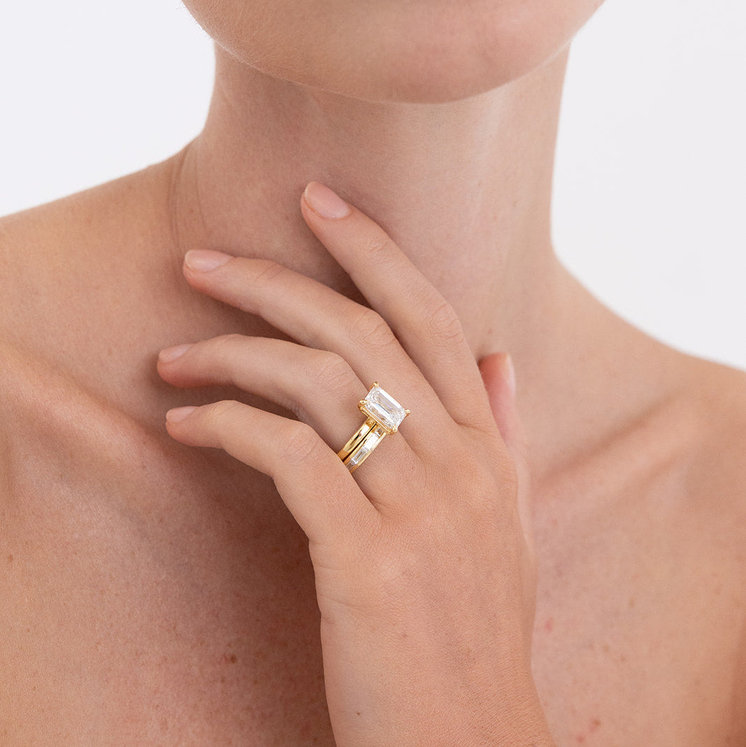 Rya baguette diamond wedding ring in 18K gold featuring 8 lab-grown diamonds from Matthews Jewellers Newcastle