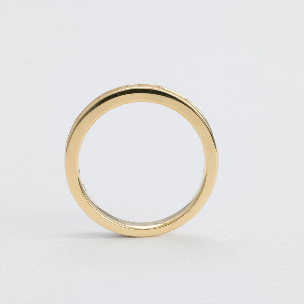 Elegant Rya baguette diamond wedding band in 18K gold with 8 lab-grown diamonds, handcrafted by Matthews Jewellers Newcastle