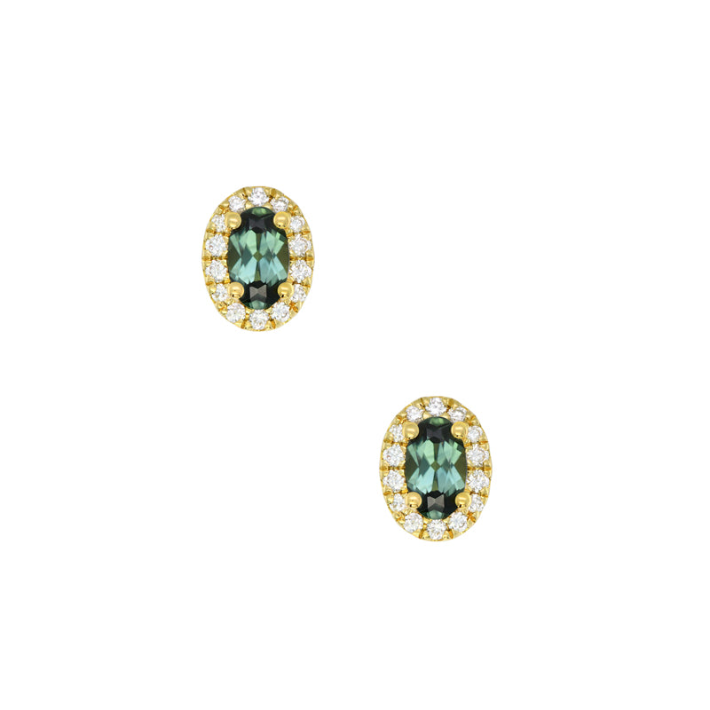 Clarissa 18ct Yellow Gold Australian Teal Sapphire Earrings - Matthews Jewellers