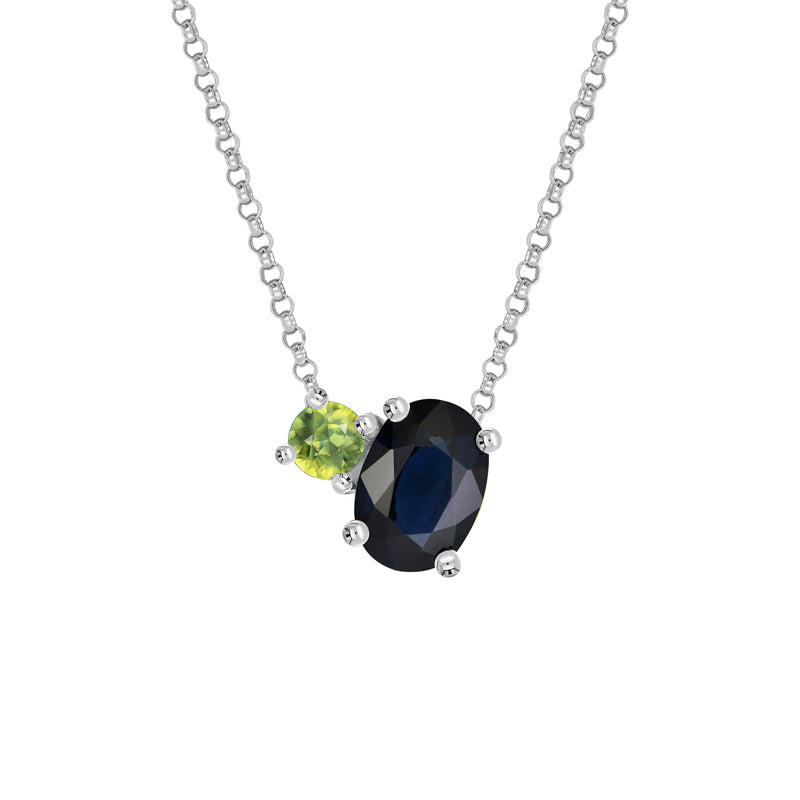 Toi Et Moi 9ct White Gold Australian Blue Sapphire Necklace - Matthews Jewellers