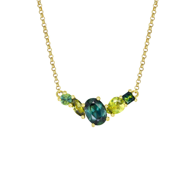 Ophelia 9ct Yellow Gold Australian Parti Sapphire Necklace - Matthews Jewellers