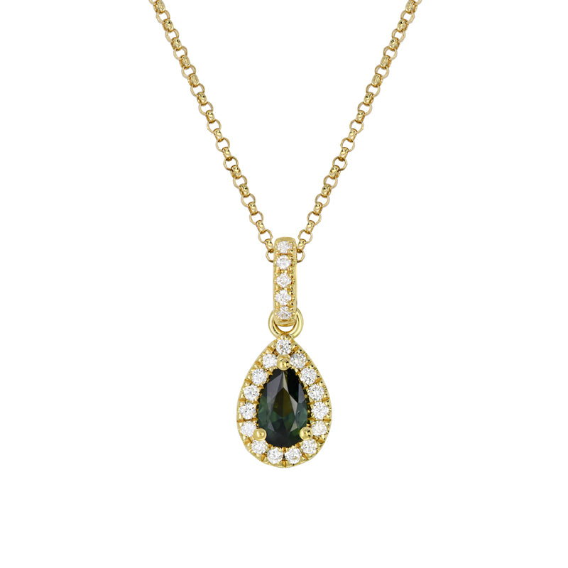Clarissa 18ct Yellow Gold Australian Teal Sapphire Necklace - Matthews Jewellers
